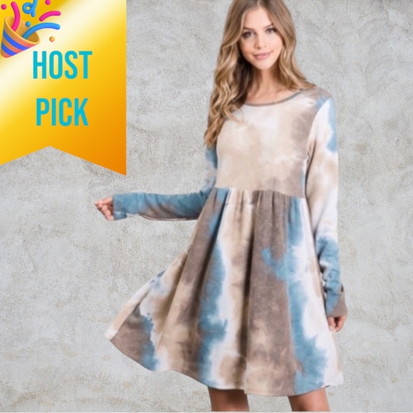 Dresses & Skirts - Waffled Tie Dye Mini Dress, Long Sleeve! Made in the USA!! Very Cute! Size-Small